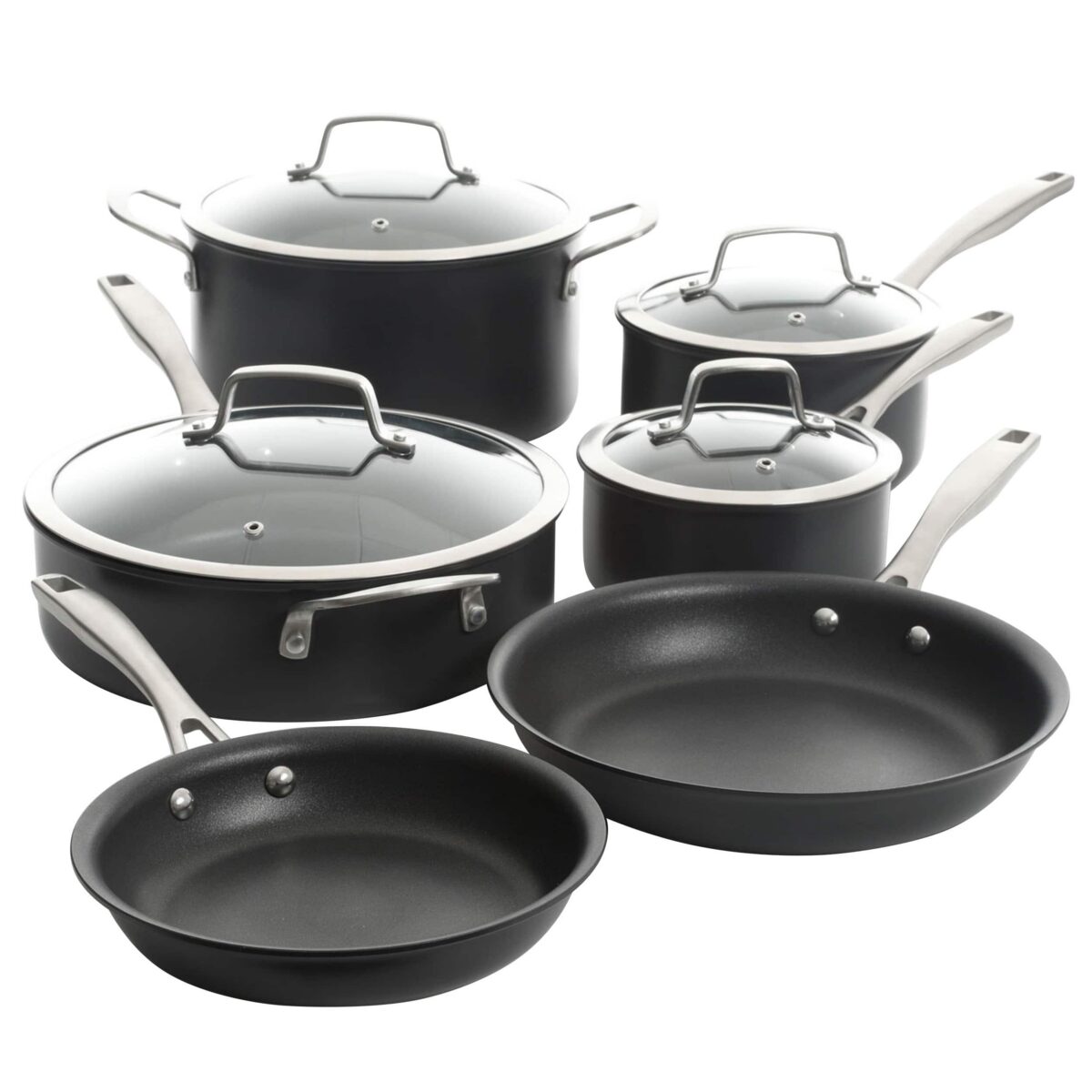d552c475-c4ac-4a81-b9e0-2bf93bf920e7.jpg Kenmore - Pro Arbor Heights 10 Piece Nonstick Aluminum Cookware Set - Black