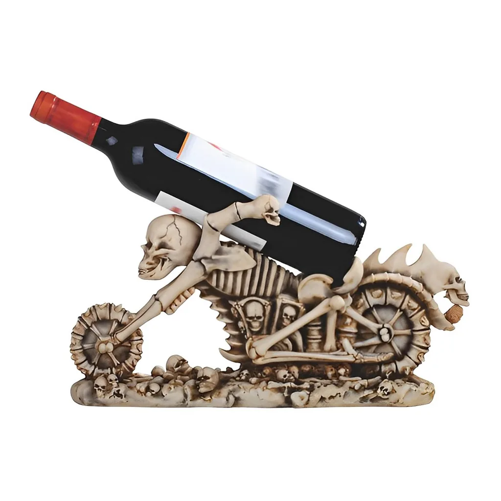 d62c2513-eac0-4402-842f-d667447f673a.jpg FC Design - 15.5"W Skull Motorcycle Wine Rack Human Bone Bottle Holder Dining Room Figurine - Multicolor