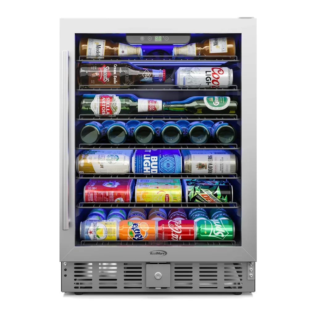 d69fb872-caa5-4473-95c8-863125c90322.jpg Koolmore - 23.4 in. Stainless Steel, Glass-Door Built-In Refrigerator and Beverage Cooler, 5 Cu. ft. KM-BIR5C-GD - Black and Stainless-Steel