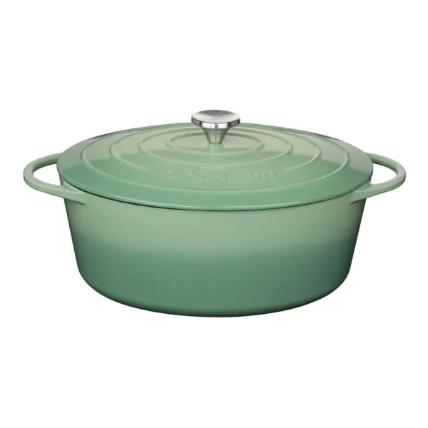 d72f341b-cdee-452f-99e3-2d279d2f2267.jpg Kuchenprofi - Provence Enameled Cast Iron Oval Dutch Oven, 13" L, 7.4 qt - Jade