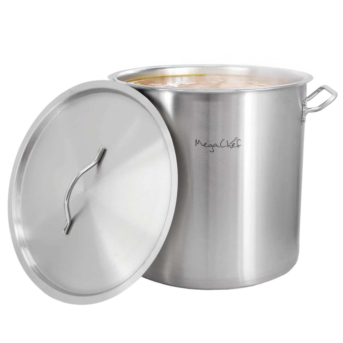 d7b4440b-098b-4433-97fd-2a9b9ac7f201.jpg MegaChef - Professional Kitchen 52.8 Quart Round Stainless Steel Stock Pot with Lid - Silver