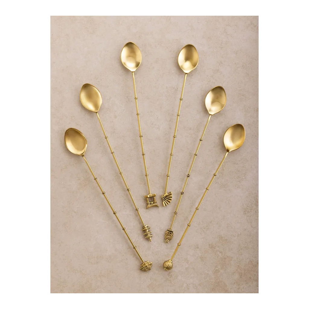d7bc4f0b-378c-49f5-84b1-13d808b1d7db.jpg GAURI KOHLI - Magnolia Cocktail Stirrers - Antique matte gold