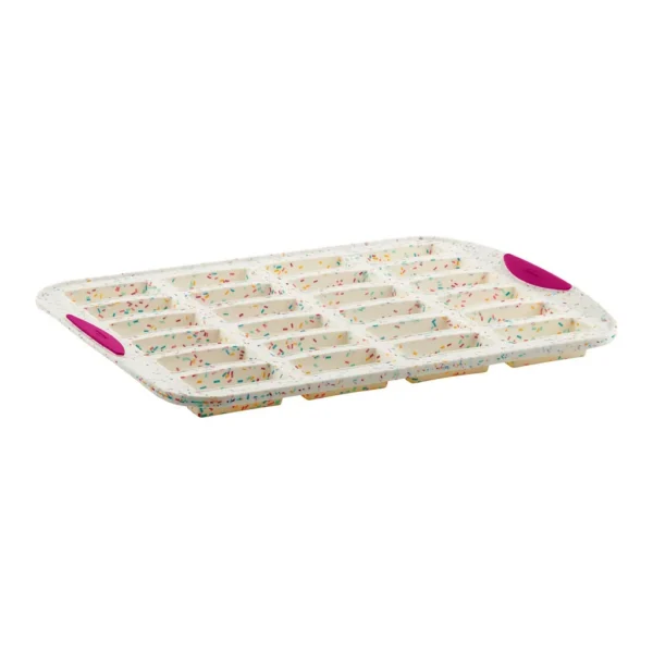 d88766c9-b49a-4a4e-a5c0-a129eda25bb0.jpg Trudeau - Structure Silicone 24 Cavity Bar Cake Pan, Confetti/Fuchsia - White