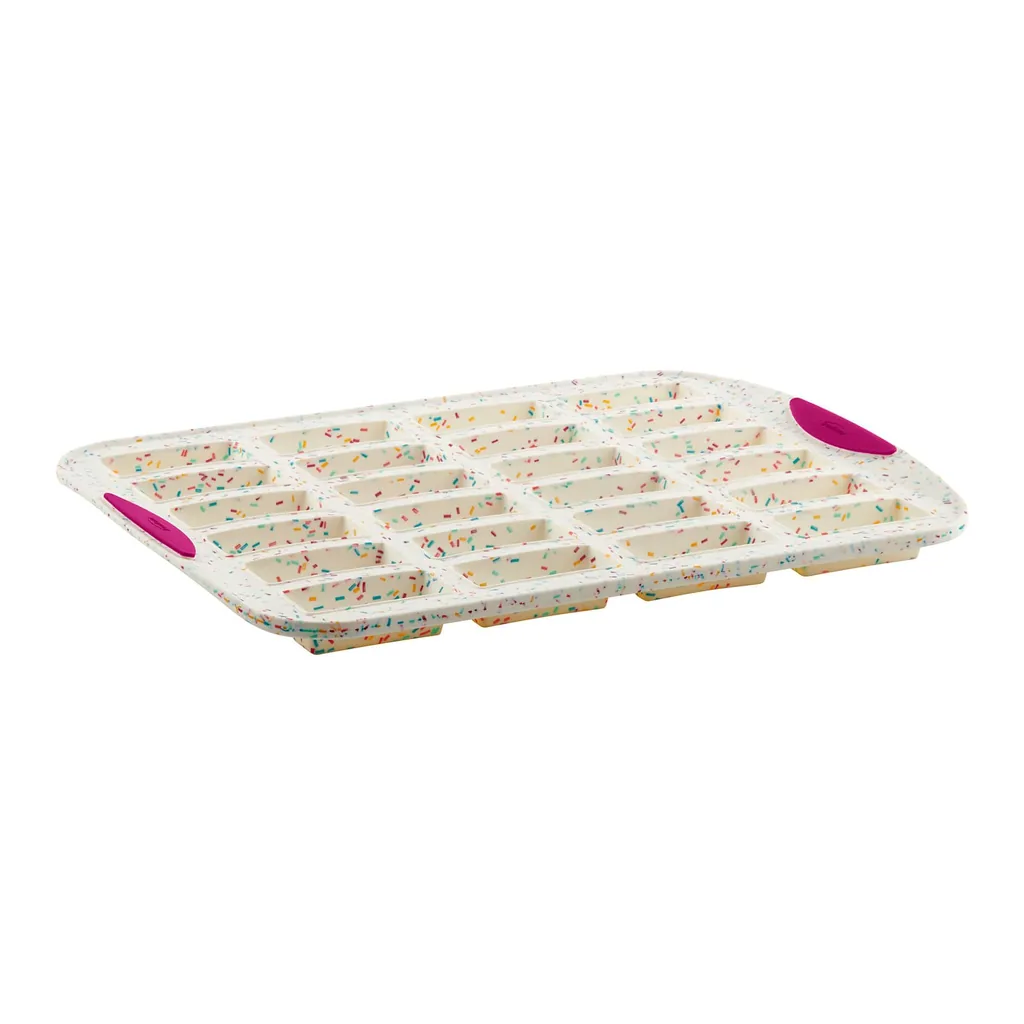 d88766c9-b49a-4a4e-a5c0-a129eda25bb0.jpg Trudeau - Structure Silicone 24 Cavity Bar Cake Pan, Confetti/Fuchsia - White
