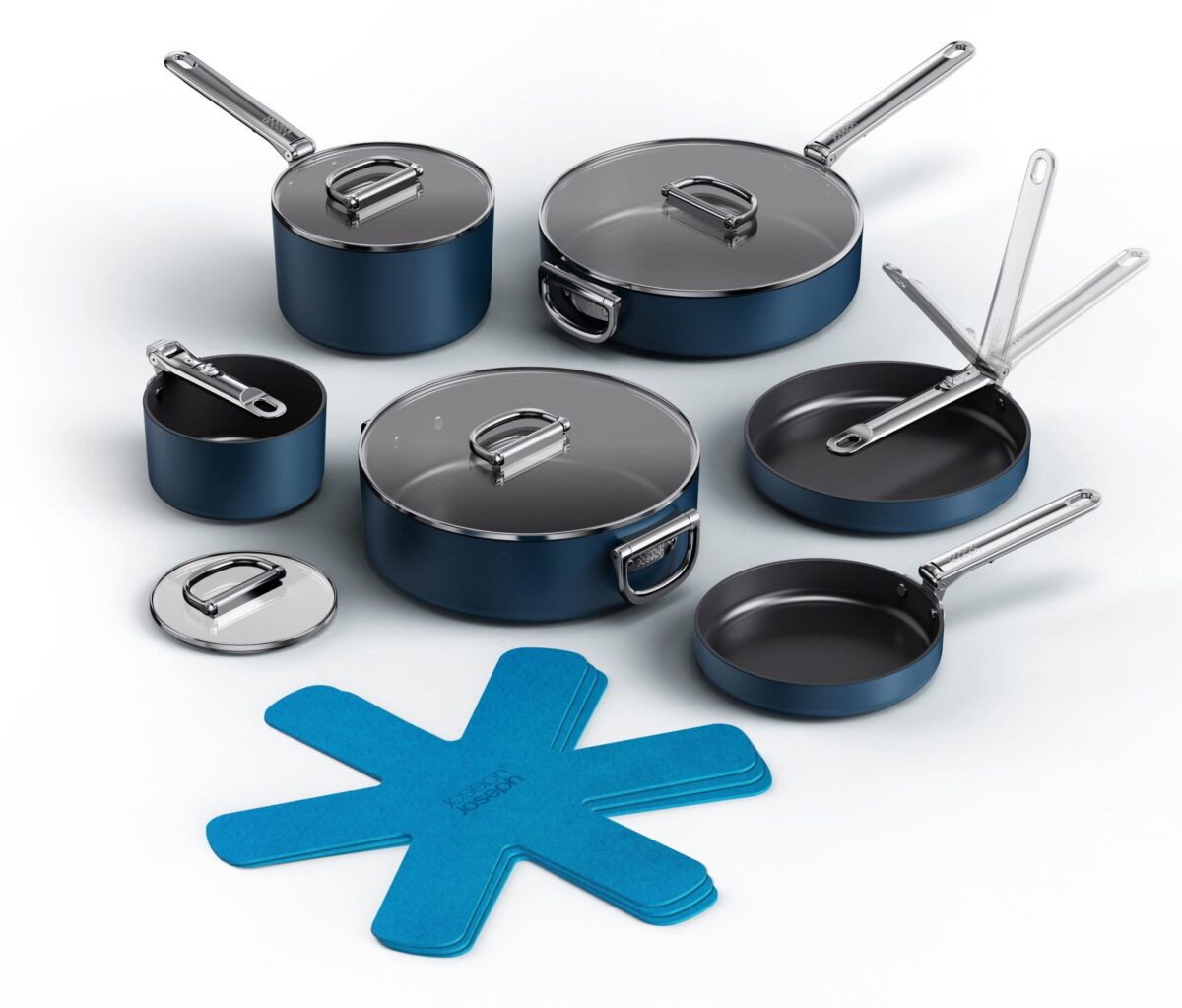 d88d99c0-1060-4720-bada-84b826bb5135.jpg Joseph Joseph - Space Ceramic Non-stick 10-piece Cookware Set with Folding Handles - Blue