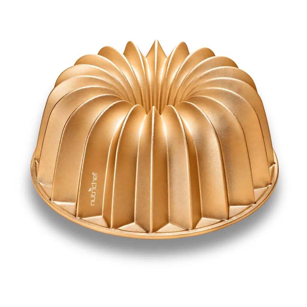 Version 1.0.0 NutriChef - Cake Pan, Die Cast Fluted Aluminum Cake Mold, Nonstick for Easy Release, Ideal for Desserts (NCBUTP42)