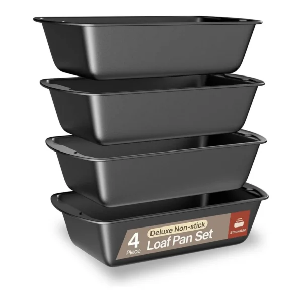 d962de4f-cd26-411f-81d3-ce4ed9b4d374.jpg Bakken- Swiss - Set of 4 Nonstick Carbon Steel Loaf Pans – 11", PTFE-Free, Oven Safe, Stackable, Dishwasher Safe - Gray