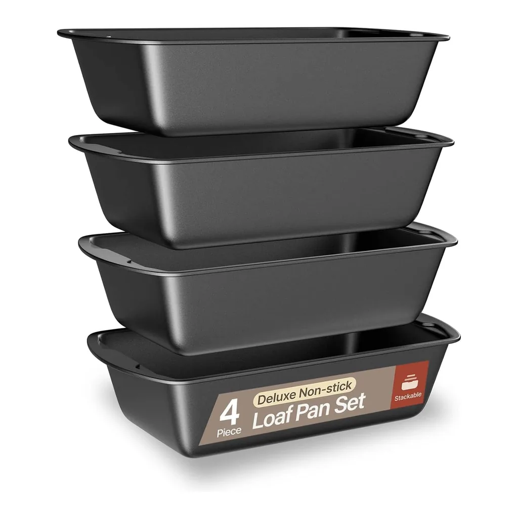 d962de4f-cd26-411f-81d3-ce4ed9b4d374.jpg Bakken- Swiss - Set of 4 Nonstick Carbon Steel Loaf Pans – 11", PTFE-Free, Oven Safe, Stackable, Dishwasher Safe - Gray