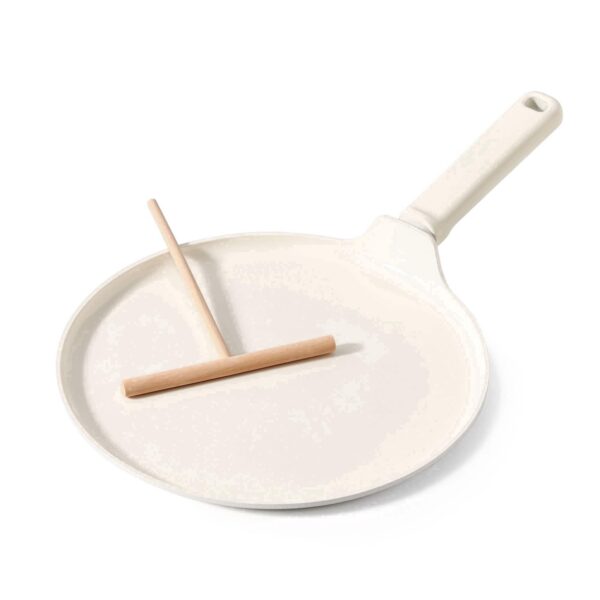 d96e1377-fb4a-441a-b346-85c7f5a33cb2.jpg SENSARTE - 11 Inch Ceramic Nonstick Crepe Pan with Spreader and Anti-Scald Handle, Induction Compatible, Dishwasher Safe - White