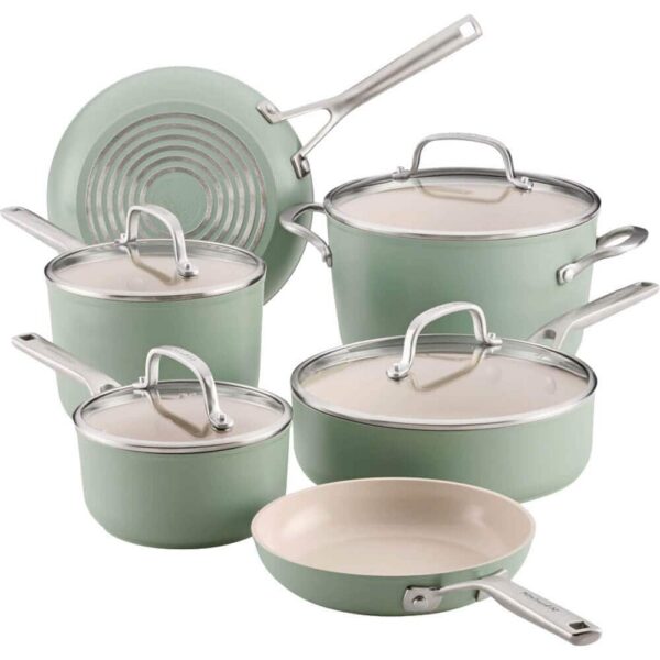 d9a696f3-ad78-4a4e-9571-d3c6dc549ac4.jpg KitchenAid - 10-Pc. Hard Anodized Ceramic Nonstick Cookware Set - Cardamom