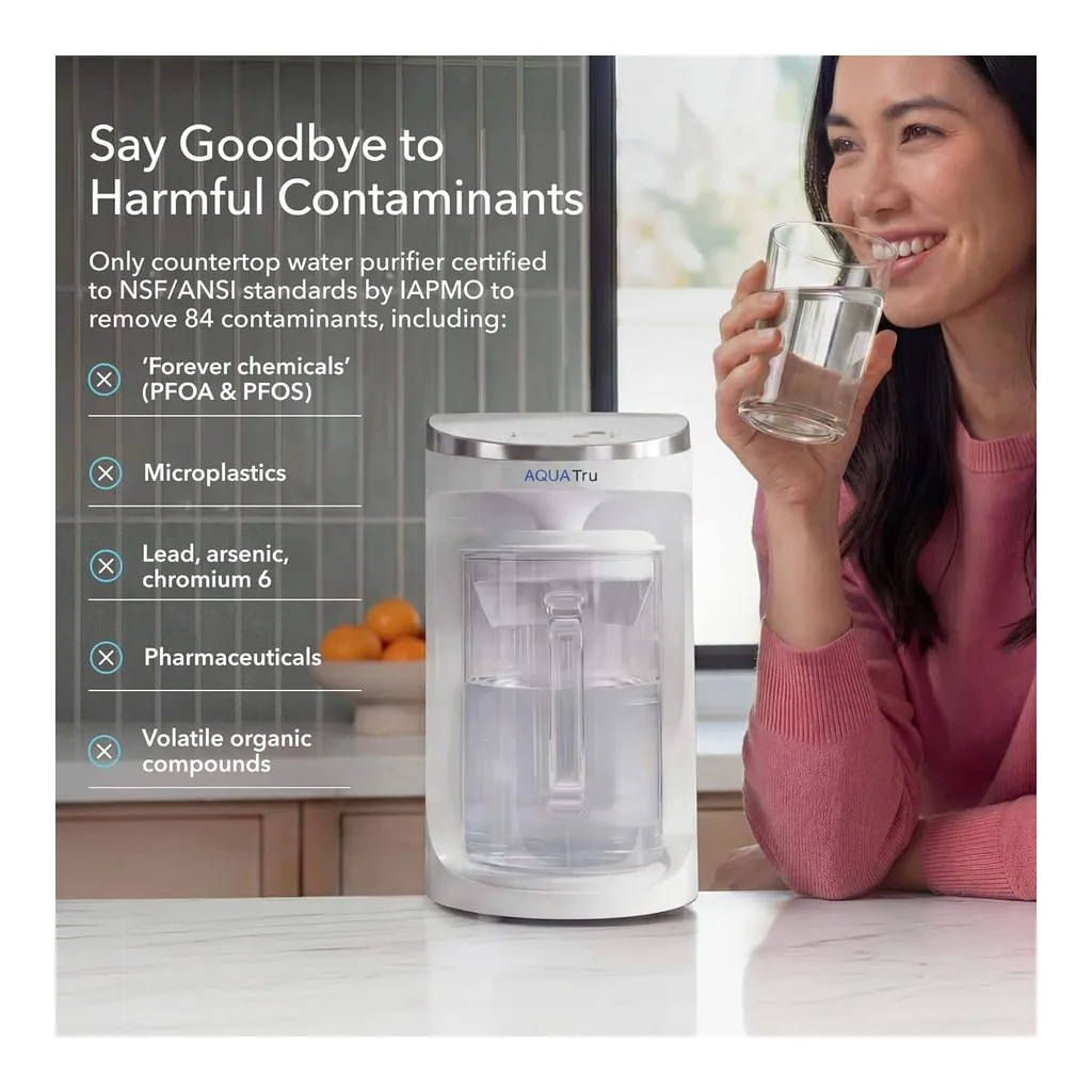 dab7e594-5029-4d58-935e-e83ad38e2713.jpg AquaTru - Carafe Smart Alkaline Countertop Water Purifier App-Connected 4-Stage Reverse Osmosis System with Glass Carafe - White