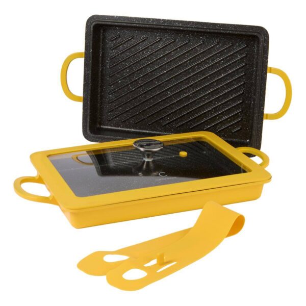 dc319526-3bdc-4fcb-b90e-19c3441aeed6.jpg Curtis Stone - Refurbished Excellent - 13-in-1 Dura-Pan+ Sauté Pan with Grill Pan and Lid - Yellow