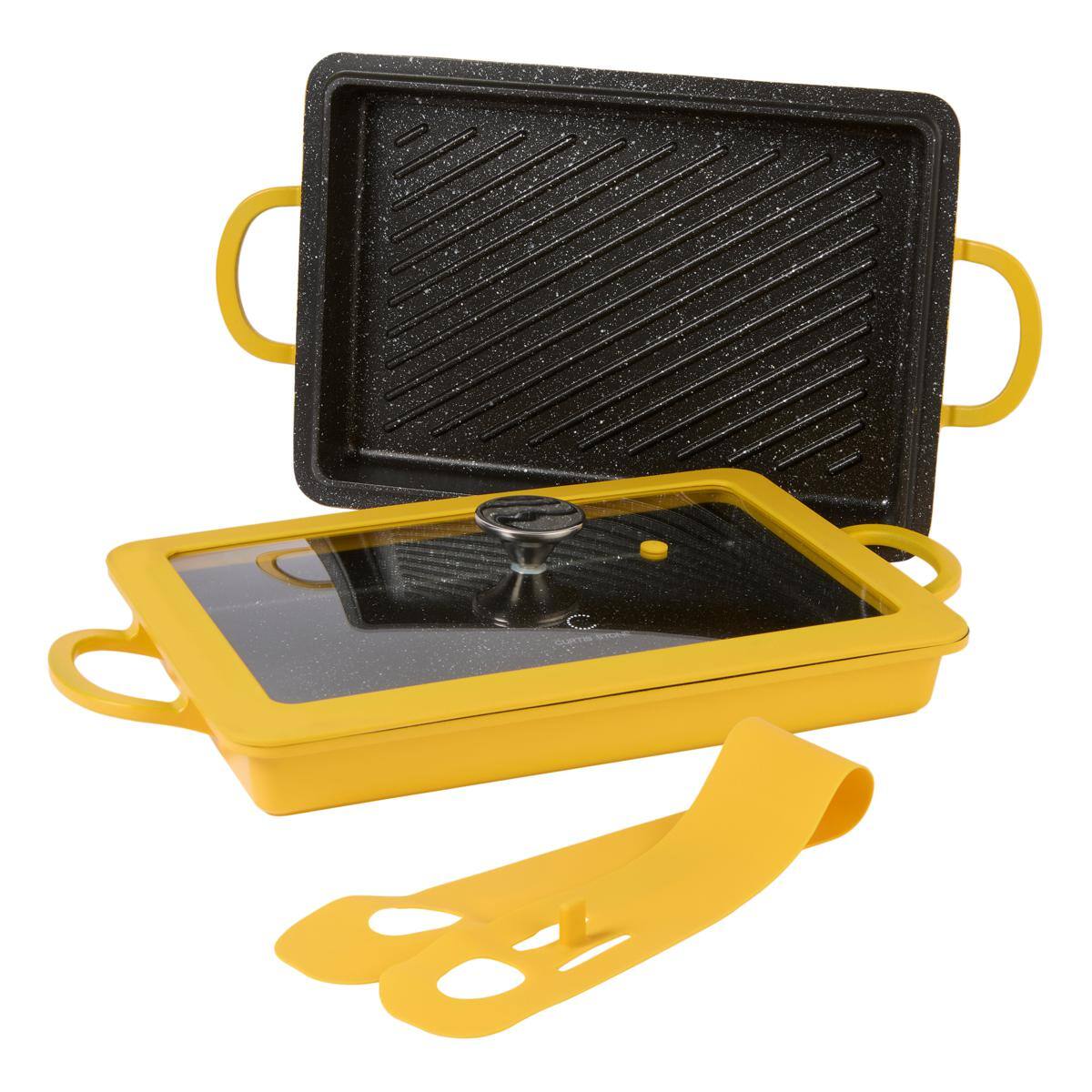 dc319526-3bdc-4fcb-b90e-19c3441aeed6.jpg Curtis Stone - Refurbished Excellent - 13-in-1 Dura-Pan+ Sauté Pan with Grill Pan and Lid - Yellow