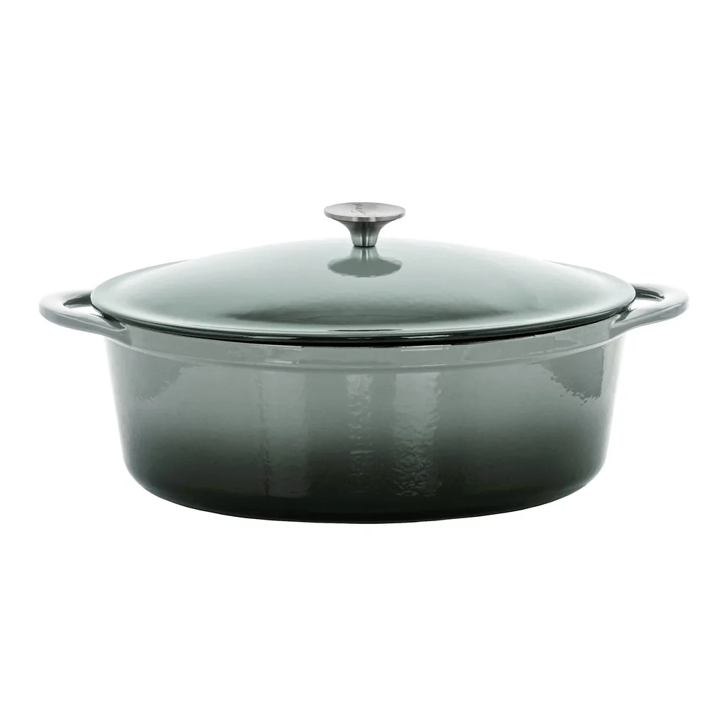 dcd26eaf-e069-4ada-8a45-c68743b4b73b.jpg MegaChef - 7 Quarts Oval Enameled Cast Iron Casserole - Gray