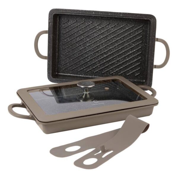 dcd4da1a-6d63-4c54-8a46-2169c681b5a1.jpg Curtis Stone - Refurbished Excellent - 13-in-1 Dura-Pan+ Sauté Pan with Grill Pan and Lid - Gray