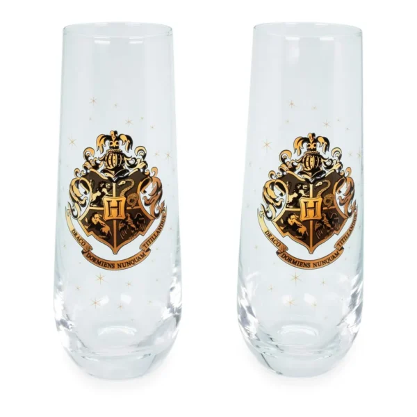 de792c6c-a36f-428e-b0e7-e51ecf25c411.jpg Silver Buffalo - Harry Potter Hogwarts 9-Ounce Stemless Fluted Glassware | Set of 2 - Gold