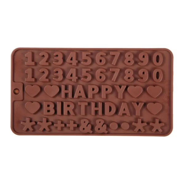 de9fd1d4-023f-4cb6-ab49-3648708c581a.jpg Kitcheniva - Silicone Happy Birthday Chocolate Mold with Hearts, Symbols & Numbers (8.1 x 4.4 Inch)