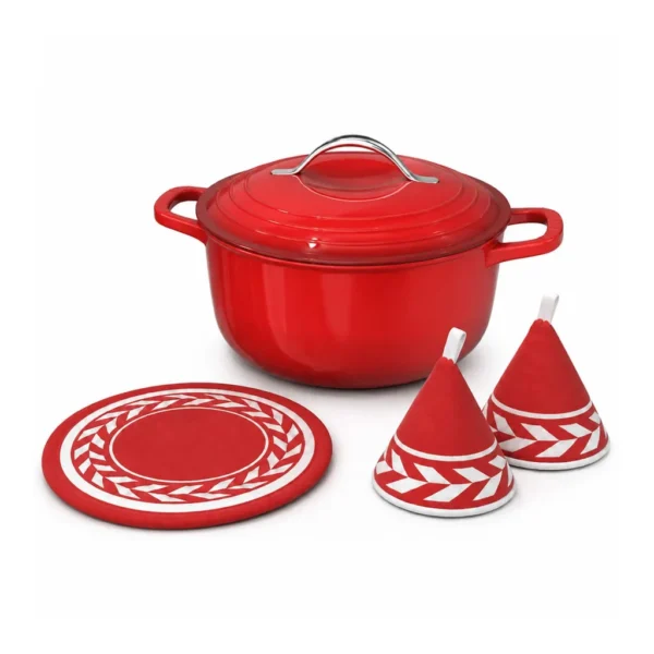 df68bd0f-1093-4d87-8424-6bb8c7aa7bb7.jpg Winado - 7.5QT Enameled Cast Iron Dutch Oven with Lid & Heat-Resistant Gloves & Pot Mat Compatible with All Cooktops for Braising - Red