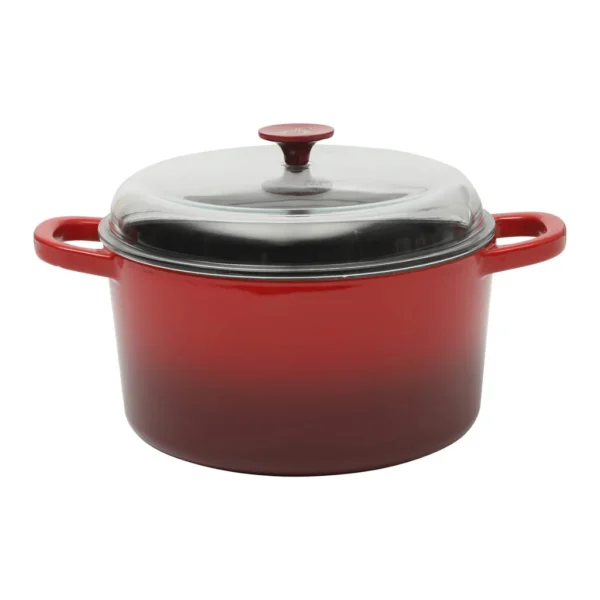 e0f9de1b-e497-4eb3-a3ea-fabcefa2d6e5.jpg Crockpot - Crock Pot 3 Quart Enameled Cast Iron Dutch Oven With Borosilicate Lid - Red