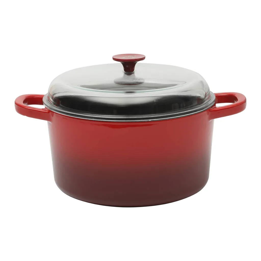 e0f9de1b-e497-4eb3-a3ea-fabcefa2d6e5.jpg Crockpot - Crock Pot 3 Quart Enameled Cast Iron Dutch Oven With Borosilicate Lid - Red