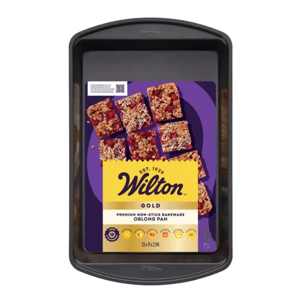 e15608e8-8f13-46c1-aa4f-7b28ac753666.jpg Wilton - Gold 9 in. W X 13 in. L Oblong Cake Pan Black 1 pc