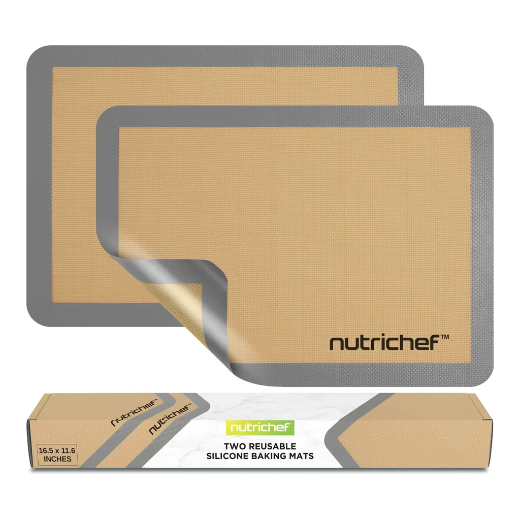 e4488ced-dc60-45f8-859a-a64630b4cf4d.jpg NutriChef - Silicone Baking Mats – 2 Non-Stick, Oven-Safe Up to 480°F, for Half Baking Pans, Grey Color (NUBAFUPAGR25)