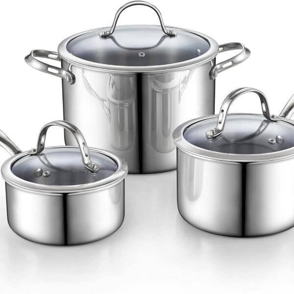 e486b31b-9ecb-4ebe-8606-6b55fef3bd3b.jpg Cooks Standard - Multi-ply Clad Cookware Set, saucepans and Stockpot w/Lids,Induction Dishwasher and Oven Safe, 6-Piece - Stainless Steel