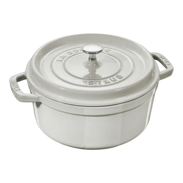 e4913d12-aaed-483c-8240-681c52a6e838.jpg Staub - Cast Iron Round Cocotte, Dutch Oven, 4-quart, serves 3-4, Made in France - White Truffle