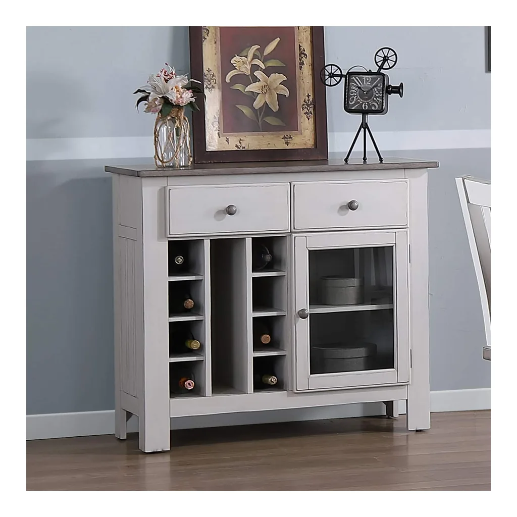 e716525f-0577-4d5d-8760-3b8626dbb519.jpg Kings Brand Furniture - Gwinn Buffet Storage Cabinet with Wine Rack - White