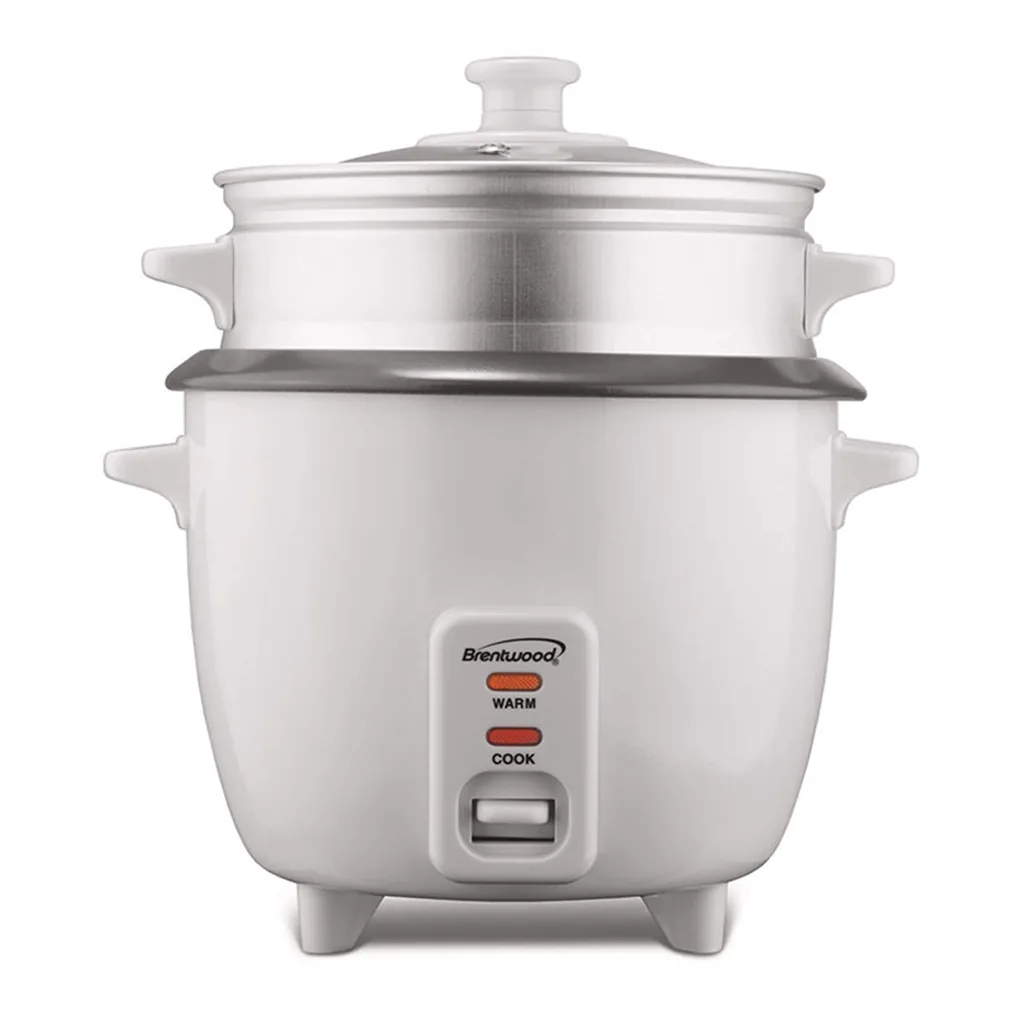 e7f07bef-de4c-4eb4-8fec-a7e57a6e3dc0.jpg Brentwood 31083294M 5 Cup Rice Cooker/Non-Stick with Steamer – White