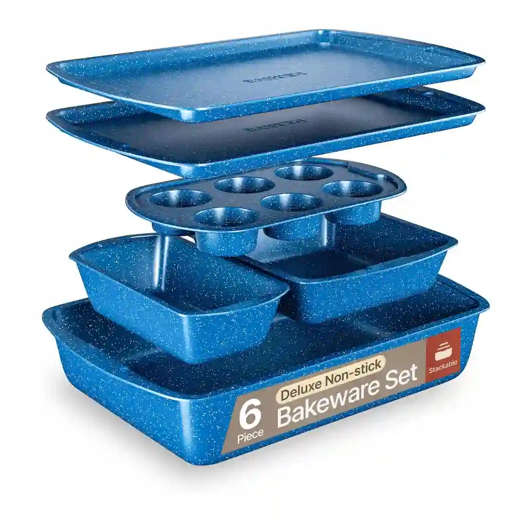 e7f36cd6-7efb-44fc-9ffd-fe01379b8eab.jpg Bakken- Swiss - BAKKEN Kitchen Baking Pan Set - Nonstick Coating, Commercial Grade Carbon Steel Bakeware Sets, Baking Kitche - Blue Marble