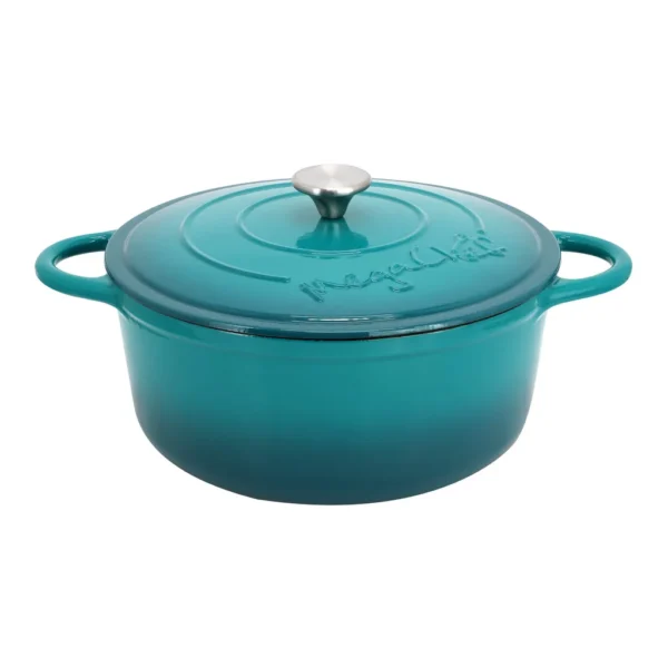 e9bbfe94-24c7-4ffe-b519-87bd543a9b77.jpg MegaChef - 6.35 Quart Round Enameled Cast Iron Dutch Oven with Self Basting Lid - Teal