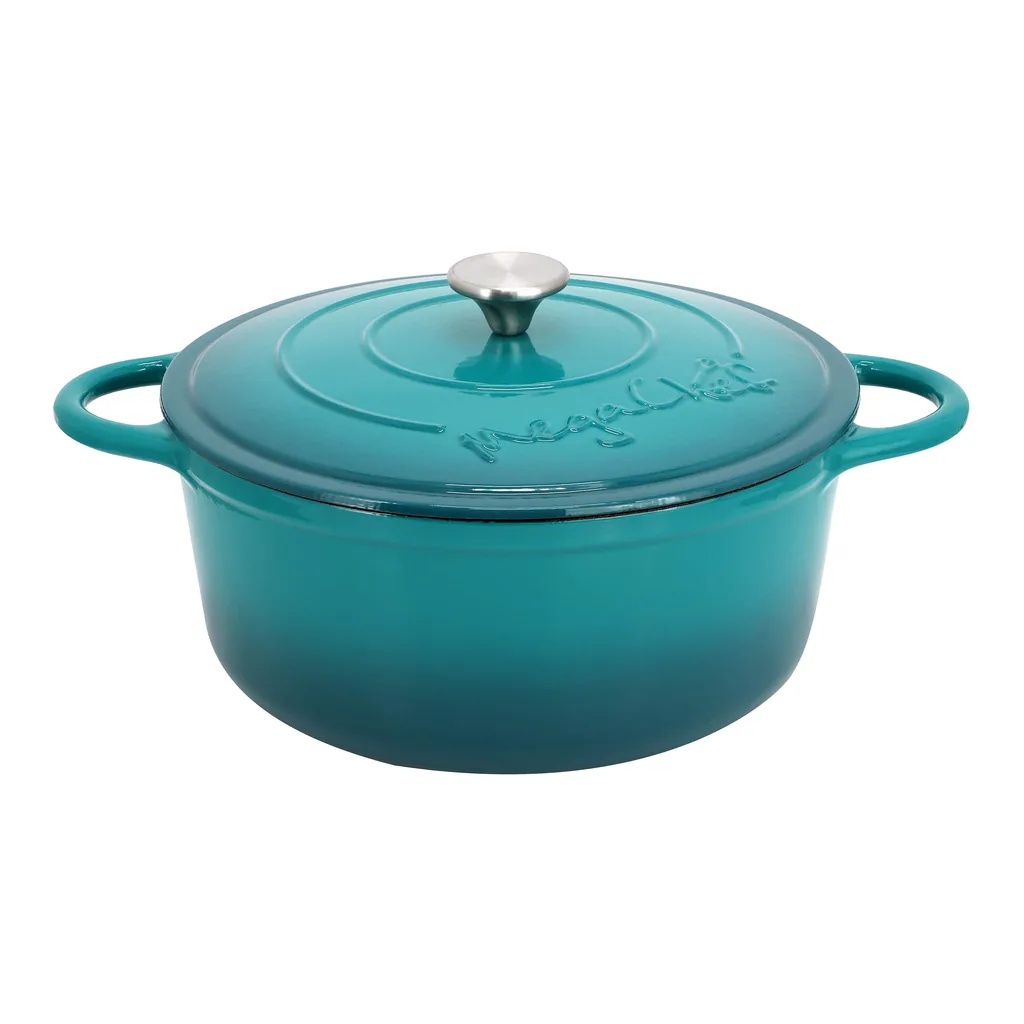 e9bbfe94-24c7-4ffe-b519-87bd543a9b77.jpg MegaChef - 6.35 Quart Round Enameled Cast Iron Dutch Oven with Self Basting Lid - Teal