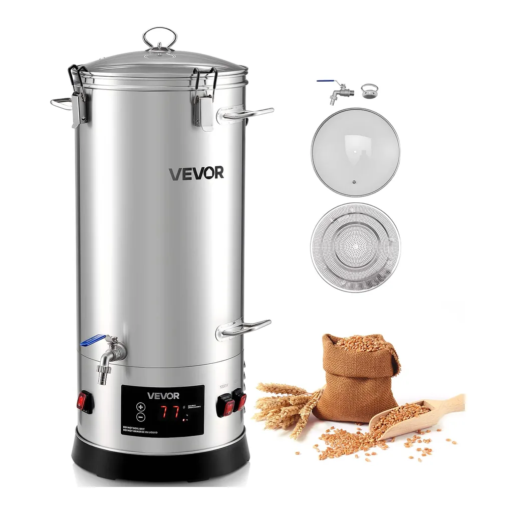 ea4dffd4-7c22-49ef-b934-45a337bc1ebb.jpg VEVOR - Beer Brewing Equipment, 8 Gal/30L 304 Stainless Steel Home Beer Brewer,1500W All-in-One Home Brewing Kit - Silver