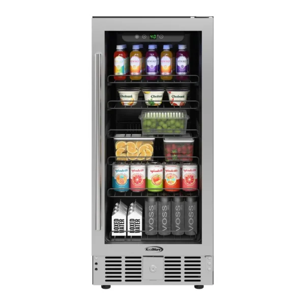 ea65e387-d0b8-4749-8d27-221df4b51f30.jpg Koolmore - 15 in. Small Stainless Steel, Glass-Door Built-In Refrigerator and Beverage Cooler, 3 cu. ft. - KM-BIR3C-GD - Black and Stainless-Steel