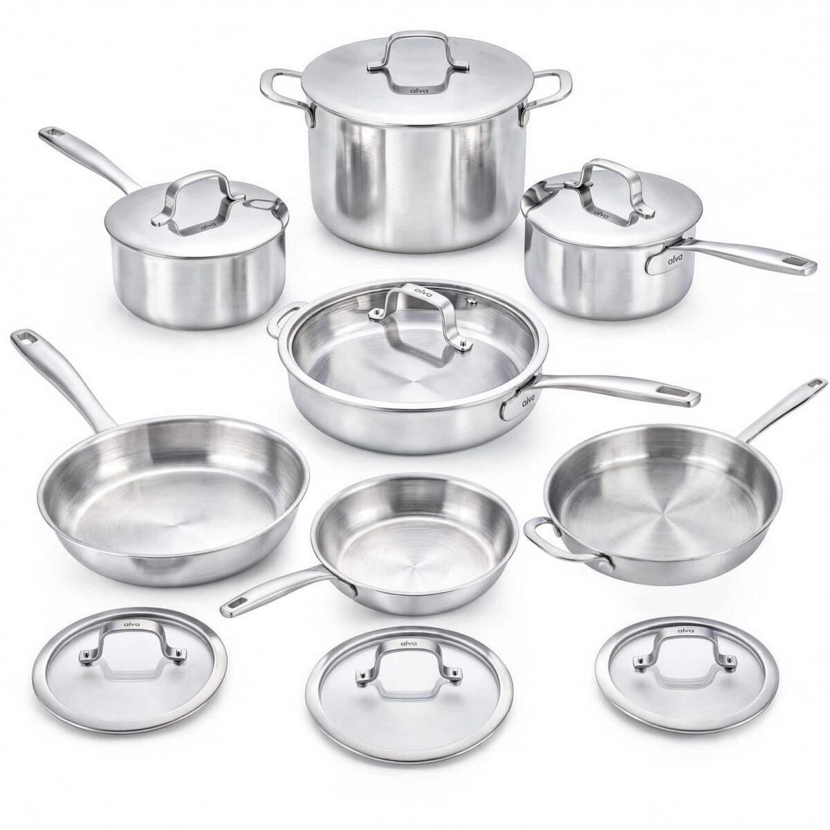 eb822f0e-39bb-4eac-af1d-421ccdd23075.jpg Alva - Maestro 14-Piece 5-Ply Stainless Steel Cookware Set, Induction Ready, Oven Safe to 500°F - Silver