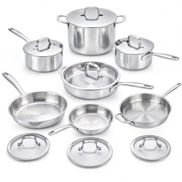 eb822f0e-39bb-4eac-af1d-421ccdd23075.jpg Alva - Maestro 14-Piece 5-Ply Stainless Steel Cookware Set, Induction Ready, Oven Safe to 500°F - Silver