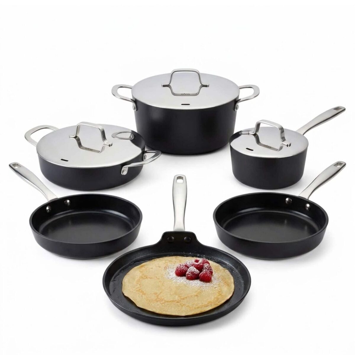 ec31cd05-557b-4e93-aa2a-8f0049f69fdb.jpg Alva - Maestro 9-Piece Ceramic Nonstick Cookware Set, Induction Ready, Oven Safe to 400°F - Black