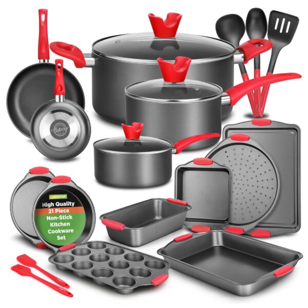 ec3db270-2ea6-41bd-8762-1842672e3580.jpg NutriChef - 21-Piece Nonstick Cookware Set – Heat Resistant Pots, Pans, and Bakeware with Cool-Touch Handles - Black