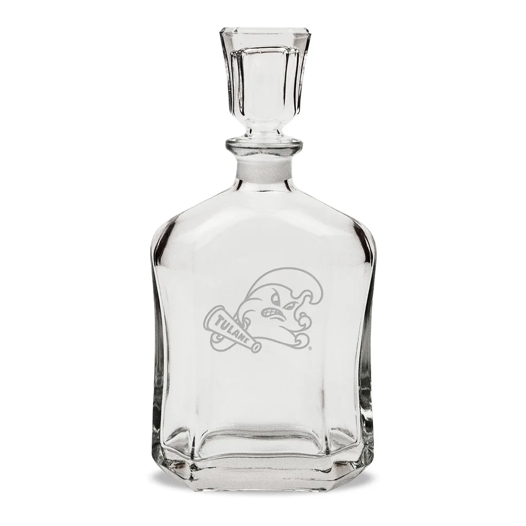eda5a092-505c-4bb3-9ece-ccdfed7e50c3.jpg Jardine - Tulane Green Wave 23.75oz. Crystal Whisky Decanter - Multicolor