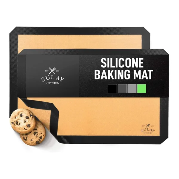 edc0a605-2f56-4983-b456-791cccdcdac1.jpg Zulay Kitchen - 16.5"x11.6" 2-Pack Silicone Baking Mat - Reusable Nonstick Baking Sheet - Black