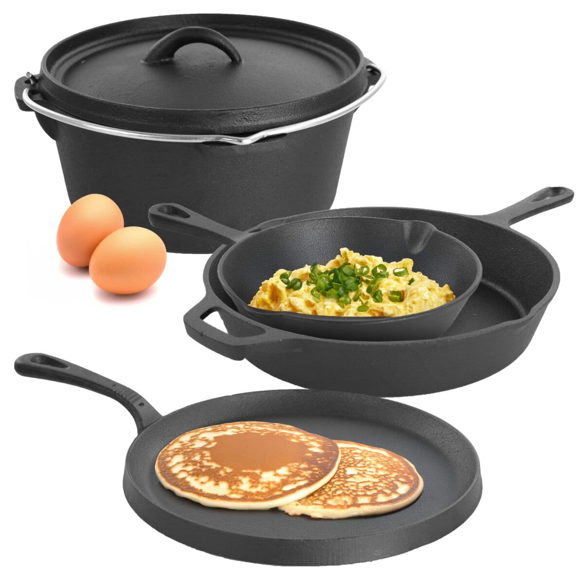 ee923268-986b-4ceb-ac43-6c0252a25716.jpg MegaChef - Pre-Seasoned Cast Iron 5-Piece Kitchen Cookware Set, Pots and Pans - Black