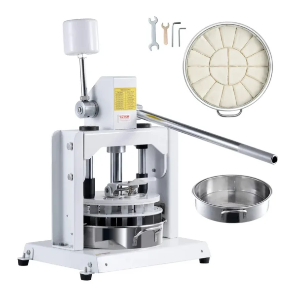 ef489e3e-6015-41db-b83f-272844c1429b.jpg VEVOR - Dough Divider Rounder, 18PCS Manual Dough Equal Divider Machine, 2.11oz - 9.88oz Hand Press Dough Cutter - White