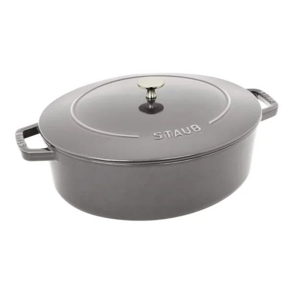 ef4fe8c3-6073-4d6d-a2b1-5eb841726e61.jpg Staub - Cast Iron 6.25-qt Shallow Oval Dutch Oven - Graphite