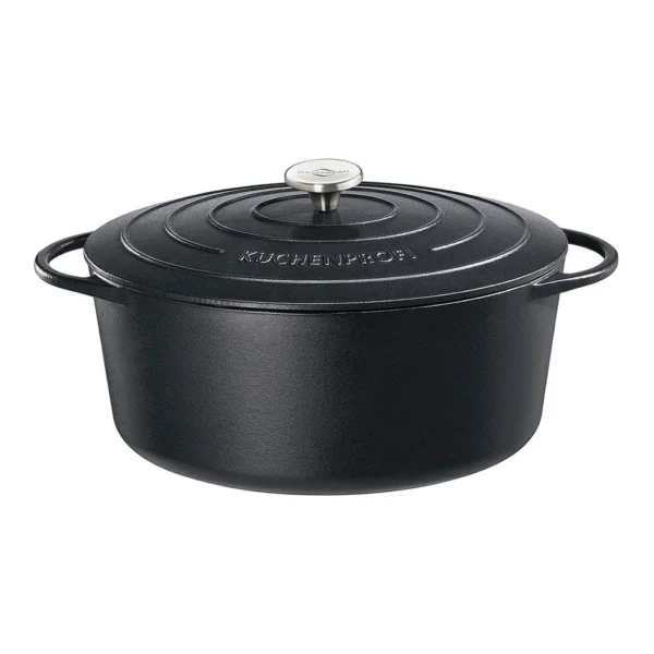 ef538501-c67a-44c1-a5ef-832e2dfb02b3.jpg Kuchenprofi - Provence Enameled Cast Iron Oval Dutch Oven, 13" L, 7.4 qt - Classic Black