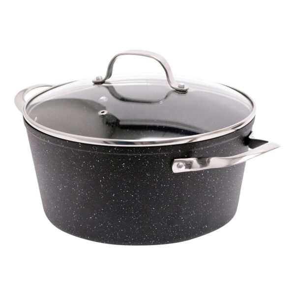 ef9e98b4-a0a4-4ab7-9298-8fd8231cf601.jpg THE ROCK by Starfrit - 6-Quart Stockpot Casserole with Glass Lid, Stainless Steel Handles - Black