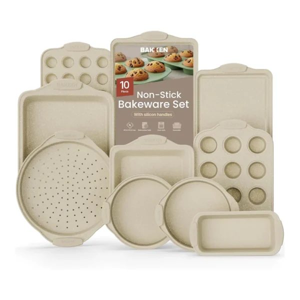 efc507dd-dc6f-4de2-b673-94a531421dec.jpg Bakken- Swiss - BAKKEN Kitchen Oven Baking Pans - Nonstick Gray Coating, Carbon Steel Bakeware Set with White Silicone Handles, Commerci - White Marble