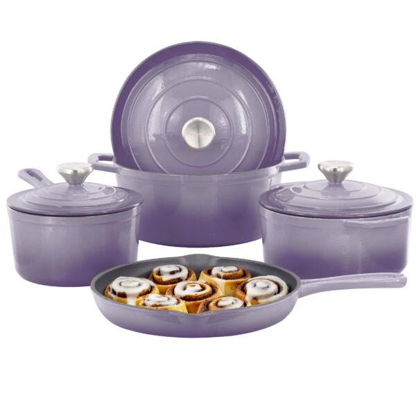 f122d711-26f7-4714-9659-34b5f8a0fc12.jpg MegaChef - 7 Piece Enameled Cast Iron Cookware Set - Purple