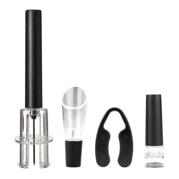 f1b5f90f-e206-441b-820c-153c2abb5f4a.jpg Brentwood - Air Pump Wine Bottle Opener with Foil Cutter, Vacuum Stopper, Aerator Pourer - Black
