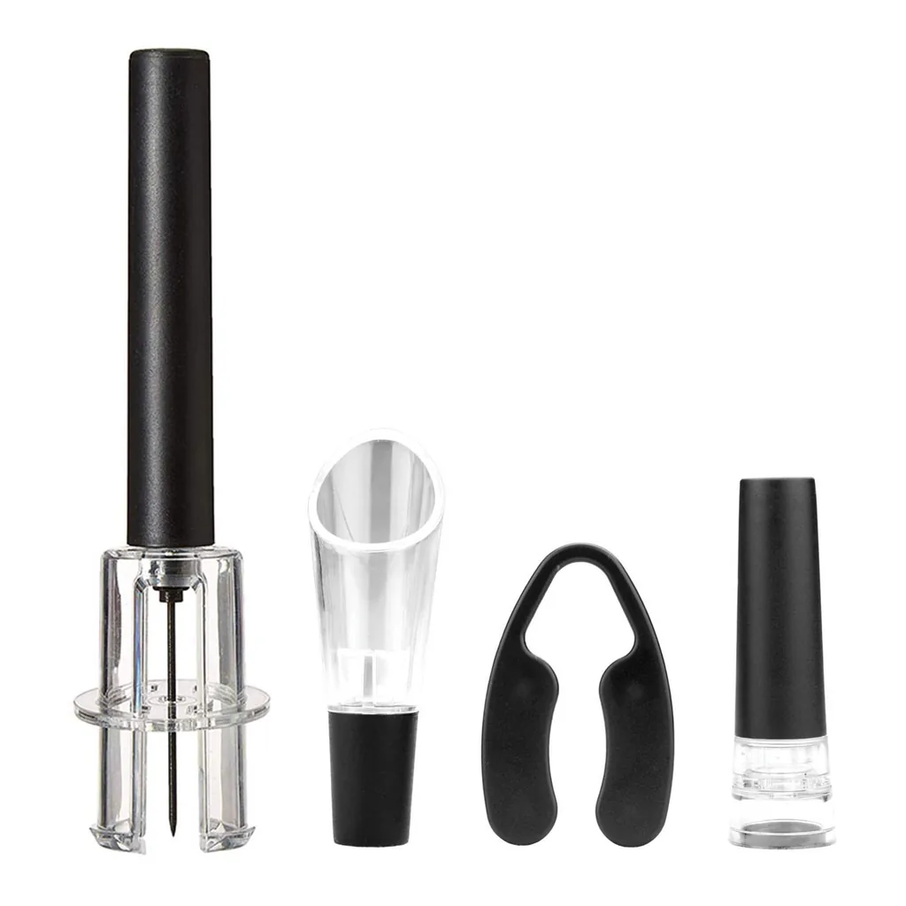 f1b5f90f-e206-441b-820c-153c2abb5f4a.jpg Brentwood - Air Pump Wine Bottle Opener with Foil Cutter, Vacuum Stopper, Aerator Pourer - Black